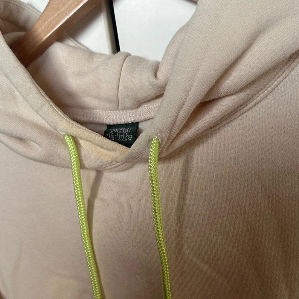 Wild Fable Cream Cropped Hoodie with Neon Drawstrings - Picture 4 of 9